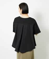 FMKJA32160 MICHEL KLEIN(ミッシェルクラン) [接触冷感]異素材バックフレアカットソー ネイビー
