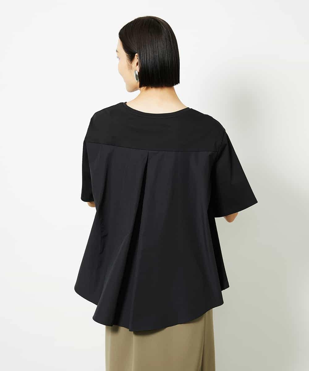 FMKJA32160 MICHEL KLEIN(ミッシェルクラン) [接触冷感]異素材バックフレアカットソー ネイビー