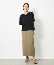 FMKJA32160 MICHEL KLEIN(ミッシェルクラン) [接触冷感]異素材バックフレアカットソー ネイビー