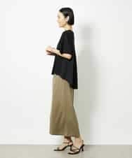 FMKJA32160 MICHEL KLEIN(ミッシェルクラン) [接触冷感]異素材バックフレアカットソー ネイビー