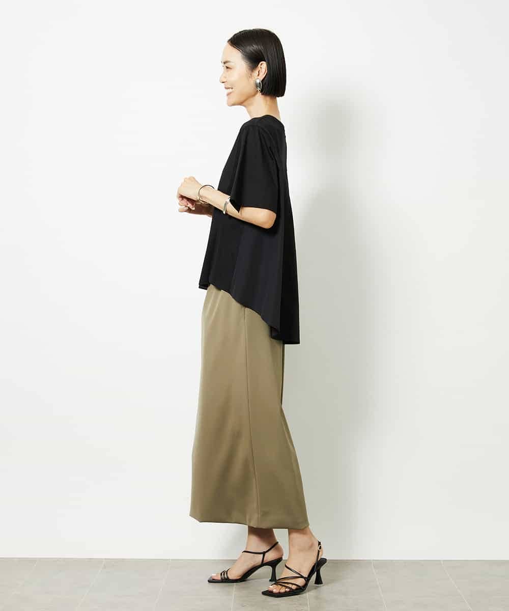 FMKJA32160 MICHEL KLEIN(ミッシェルクラン) [接触冷感]異素材バックフレアカットソー ネイビー