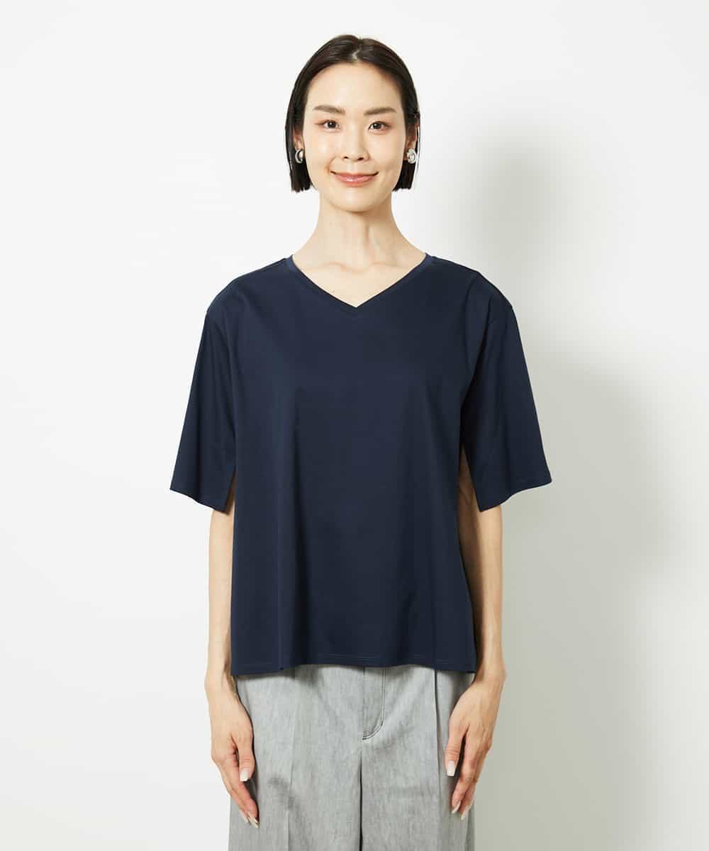 MICHEL  / ミッシェルクラン [接触冷感]異素材バックフレアカットソー 接触冷感]異素材バックフレアカットソー(カットソー・Tシャツ