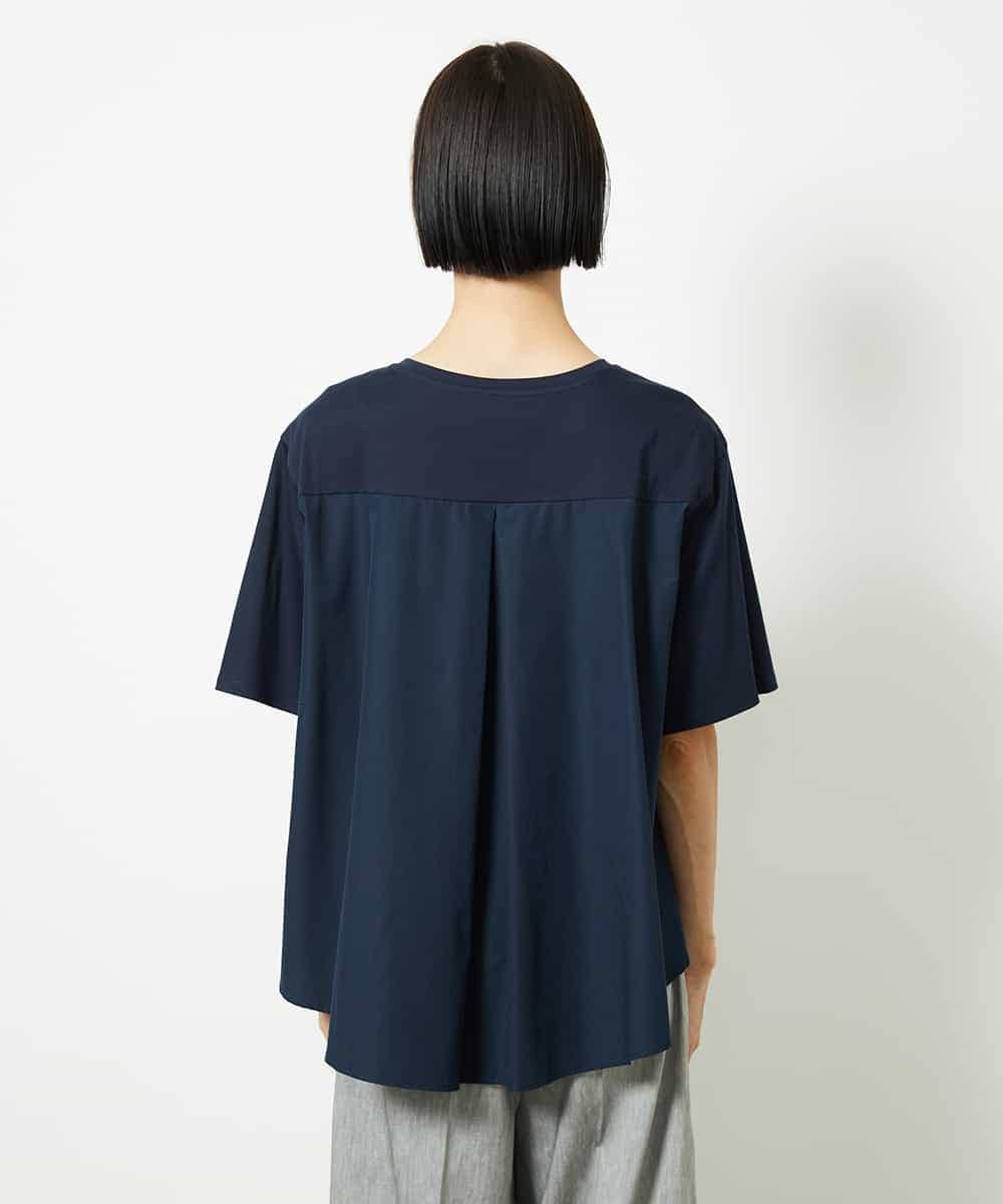 FMKJA32160 MICHEL KLEIN(ミッシェルクラン) [接触冷感]異素材バックフレアカットソー ネイビー