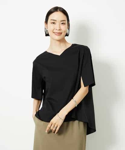 FMKJA32160 MICHEL KLEIN [接触冷感]異素材バックフレアカットソー