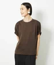 FMKJA33150 MICHEL KLEIN(ミッシェルクラン) [接触冷感]ギャザースリーブカットソー ブラウン