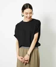 FMKJA33150 MICHEL KLEIN(ミッシェルクラン) [接触冷感]ギャザースリーブカットソー ブラック
