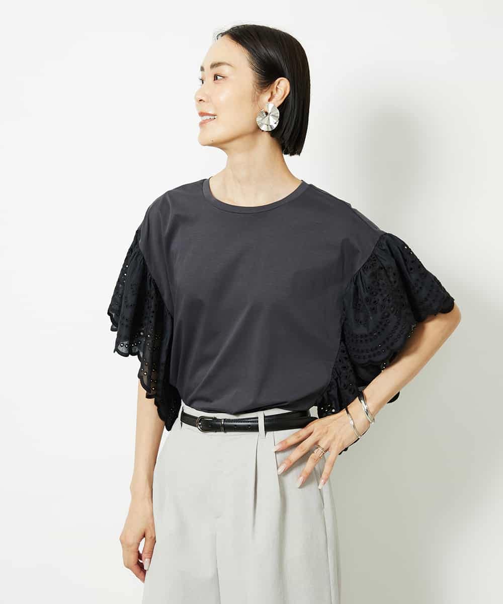 【美品】ERMANNO FIRENZE カットソー　レース　スリーブ　40 美品】ERMANNO FIRENZE カットソー レース スリーブ 40 - メルカリ