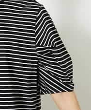 FMKJA37150 MICHEL KLEIN(ミッシェルクラン) [接触冷感]袖タックボーダーカットソー ブラック