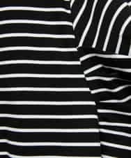 FMKJA37150 MICHEL KLEIN(ミッシェルクラン) [接触冷感]袖タックボーダーカットソー ブラック