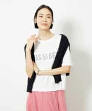 FMKJA41120 MICHEL KLEIN(ミッシェルクラン) かすれプリントロゴＴシャツ ホワイト