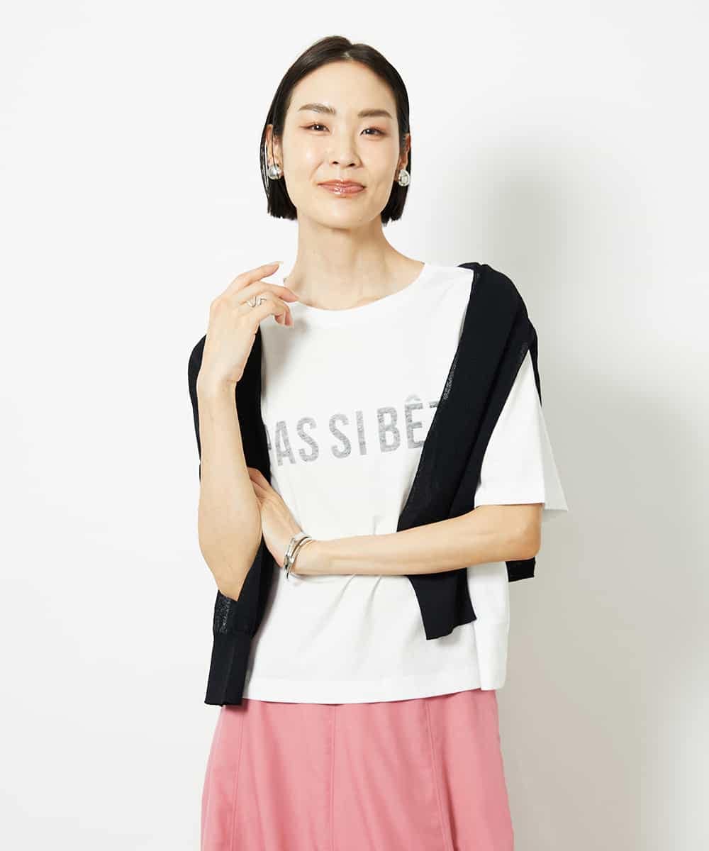 FMKJA41120 MICHEL KLEIN(ミッシェルクラン) かすれプリントロゴＴシャツ ホワイト