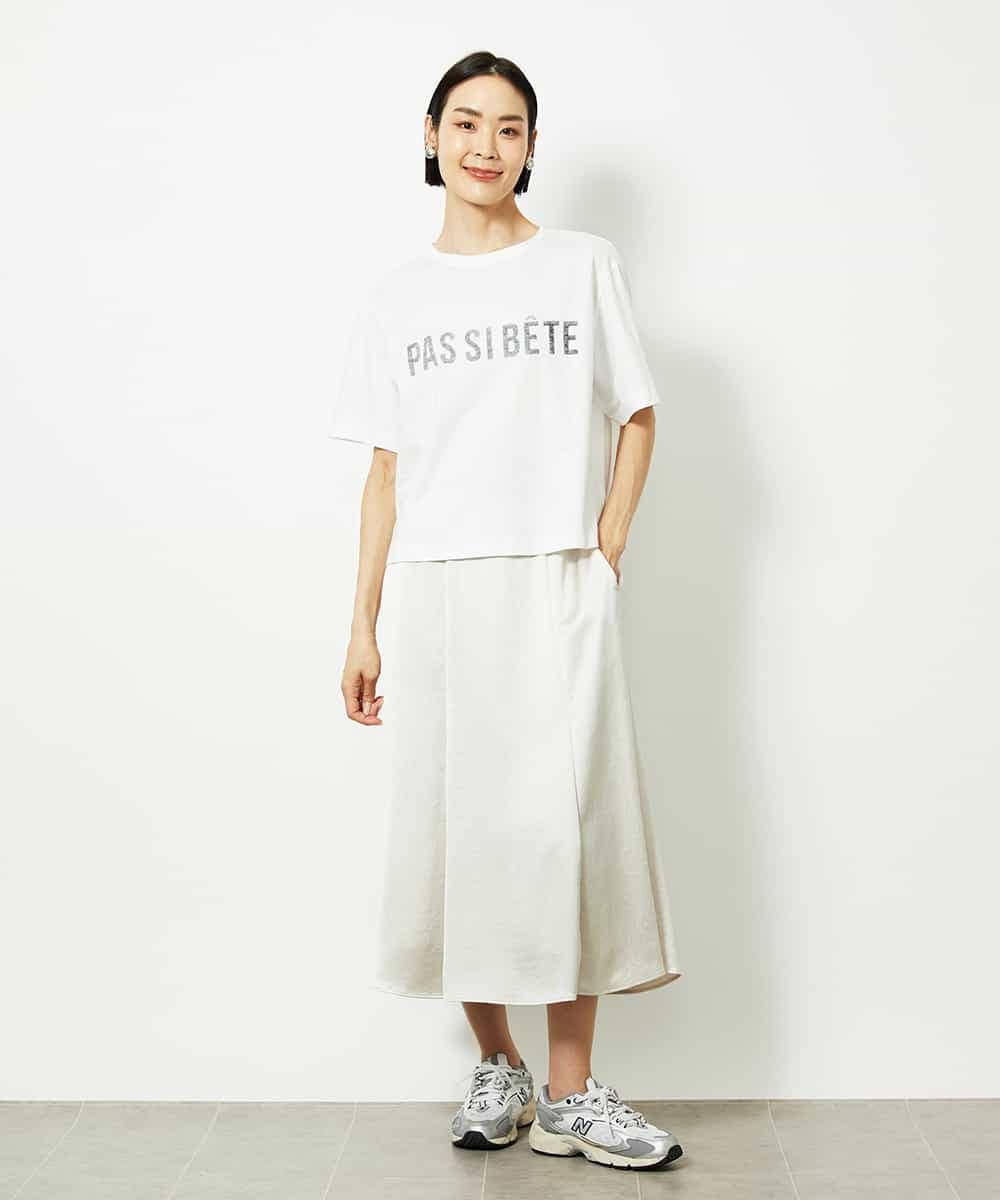 FMKJA41120 MICHEL KLEIN(ミッシェルクラン) かすれプリントロゴＴシャツ ホワイト
