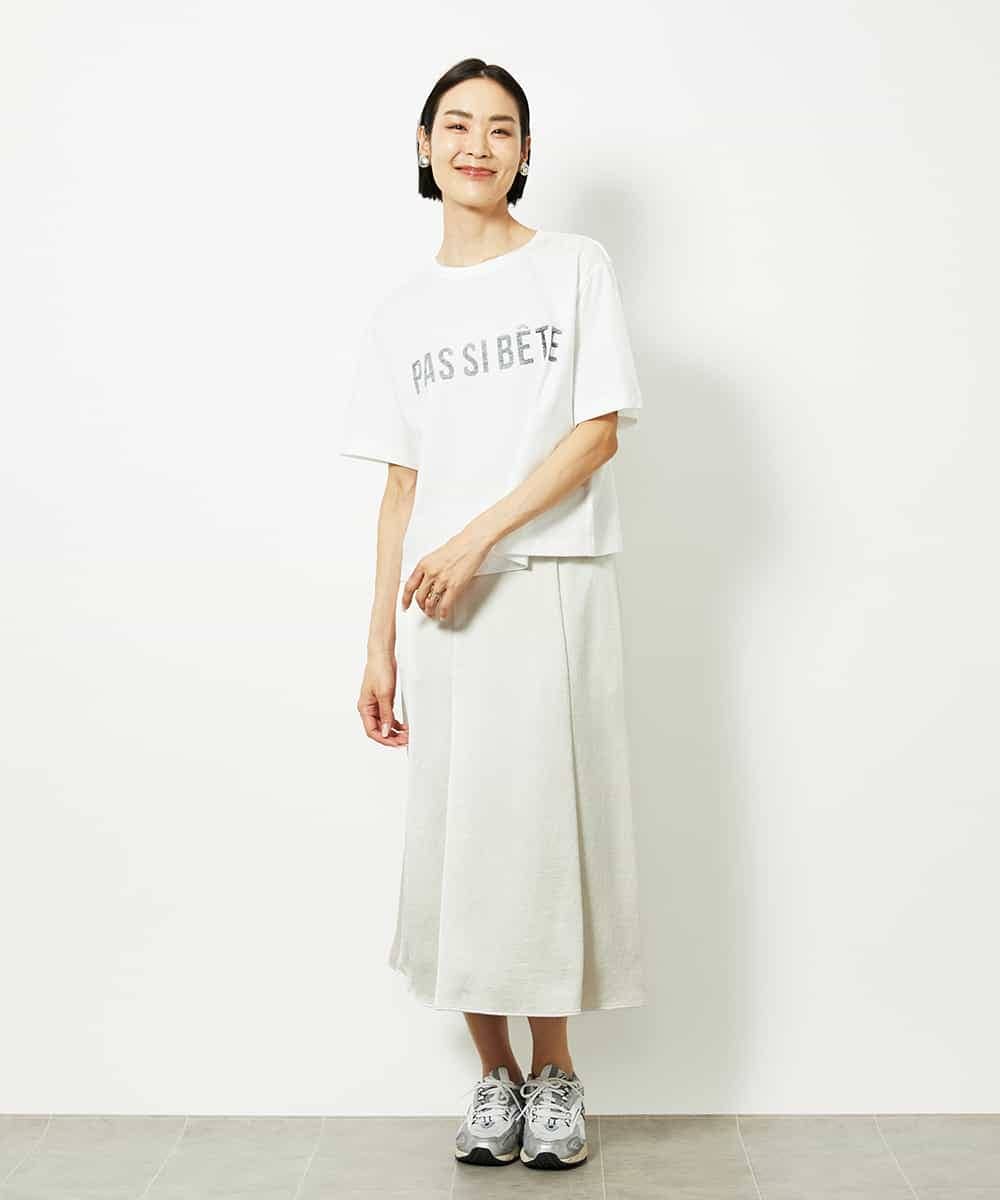 FMKJA41120 MICHEL KLEIN(ミッシェルクラン) かすれプリントロゴＴシャツ ホワイト