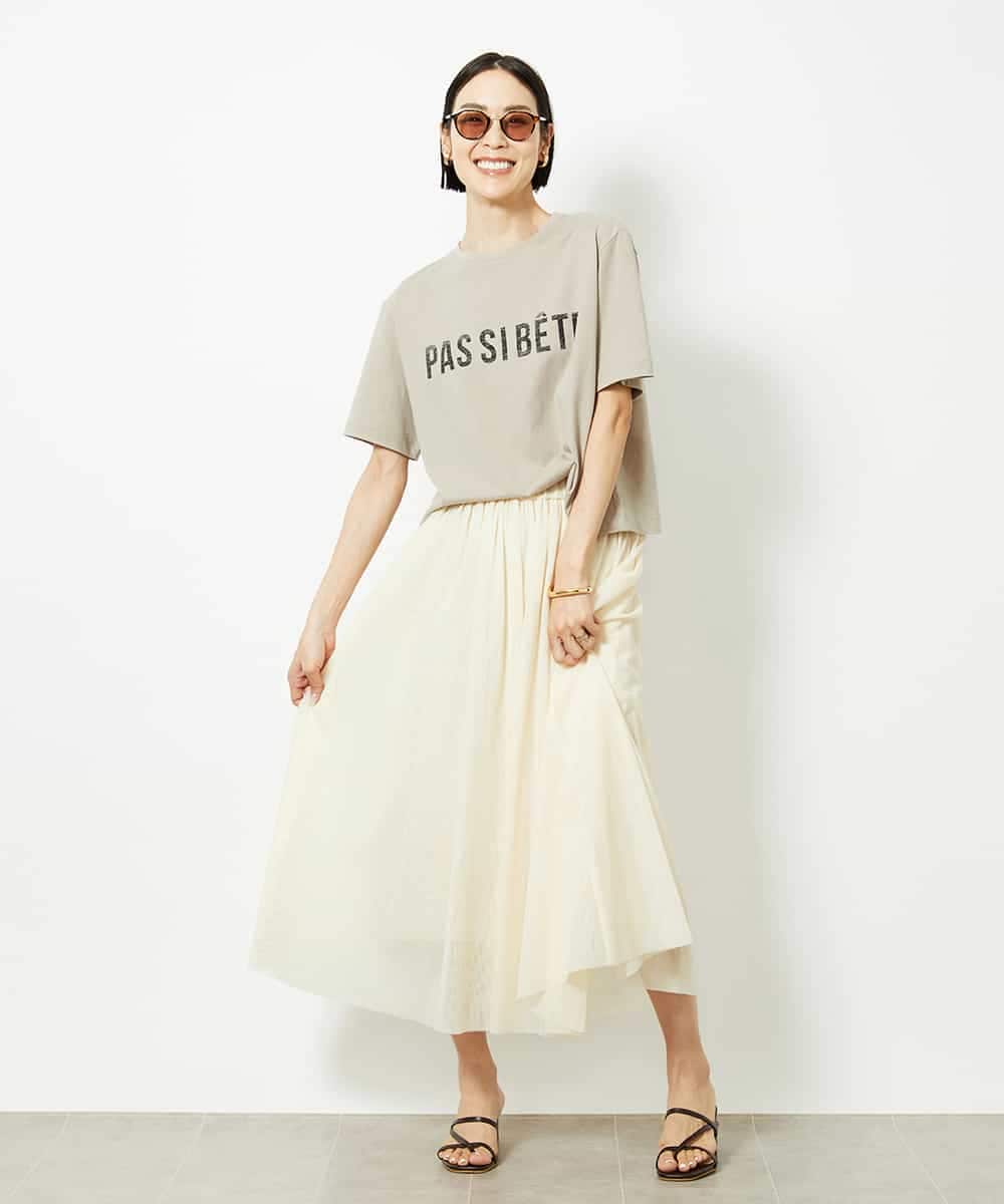 FMKJA41120 MICHEL KLEIN(ミッシェルクラン) かすれプリントロゴＴシャツ ホワイト