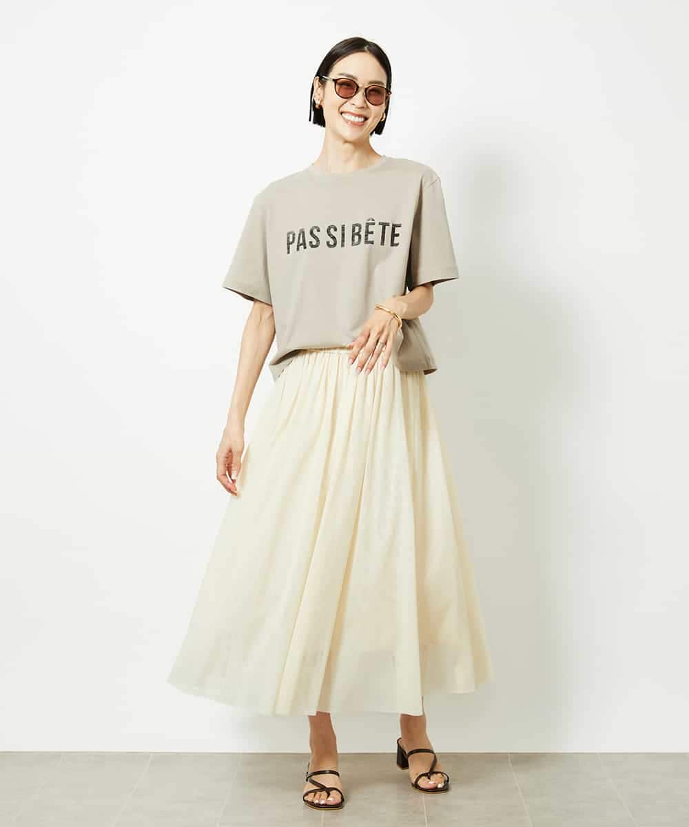 FMKJA41120 MICHEL KLEIN(ミッシェルクラン) かすれプリントロゴＴシャツ ホワイト