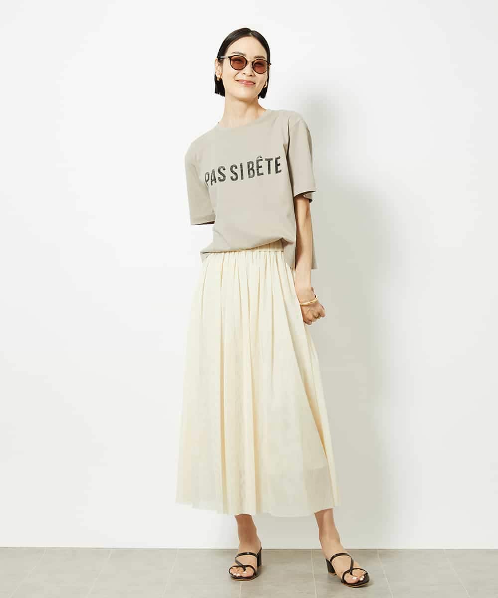 FMKJA41120 MICHEL KLEIN(ミッシェルクラン) かすれプリントロゴＴシャツ ホワイト
