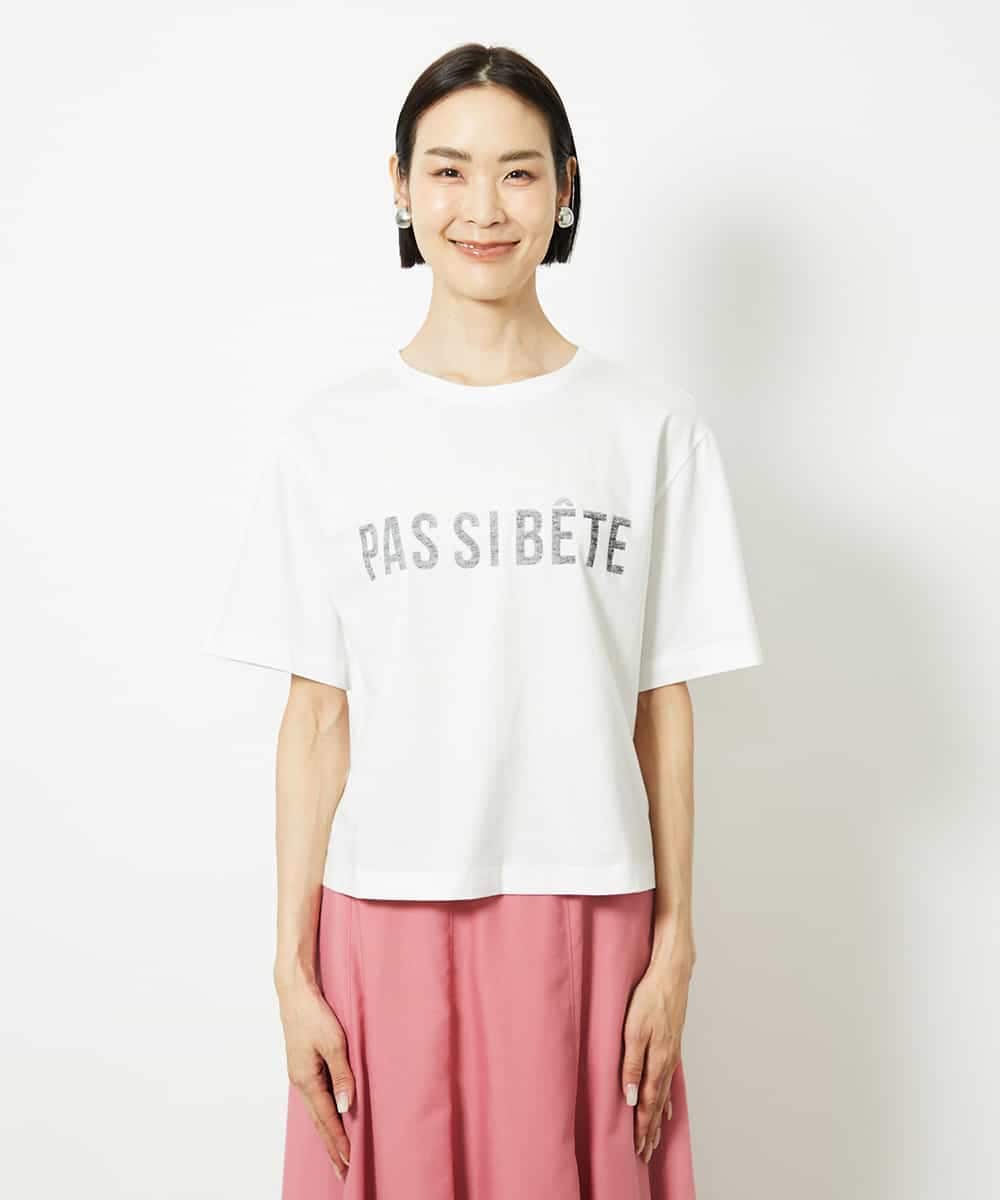 FMKJA41120 MICHEL KLEIN(ミッシェルクラン) かすれプリントロゴＴシャツ ホワイト