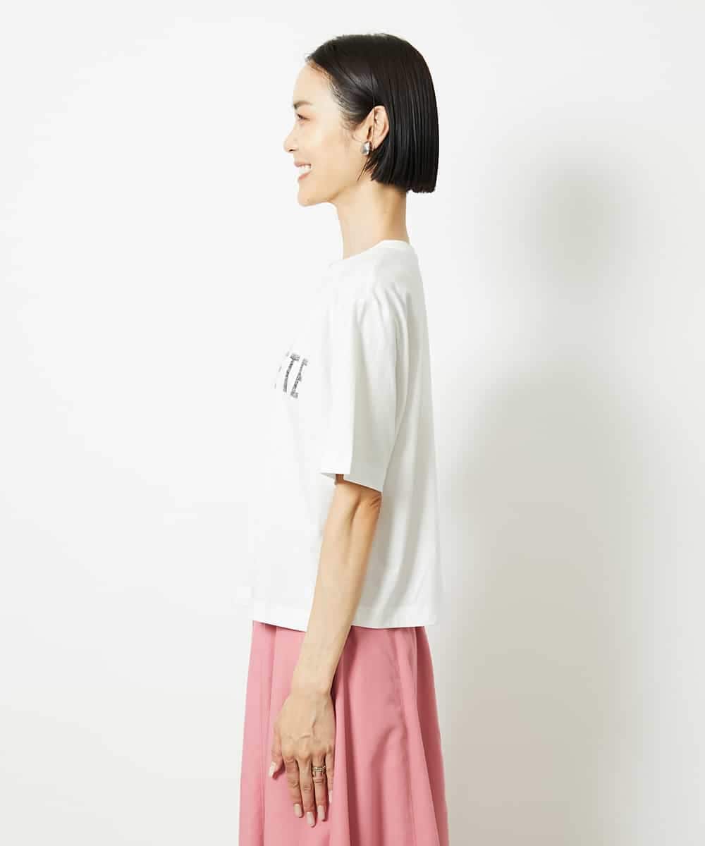 FMKJA41120 MICHEL KLEIN(ミッシェルクラン) かすれプリントロゴＴシャツ ホワイト