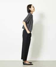 FMKJB02160 MICHEL KLEIN(ミッシェルクラン) イニシャル刺繍Ｔシャツ(ボーダー柄） ブラック