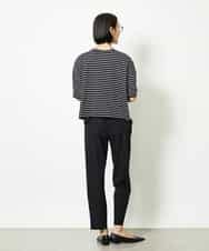 FMKJB02160 MICHEL KLEIN(ミッシェルクラン) イニシャル刺繍Ｔシャツ(ボーダー柄） ブラック