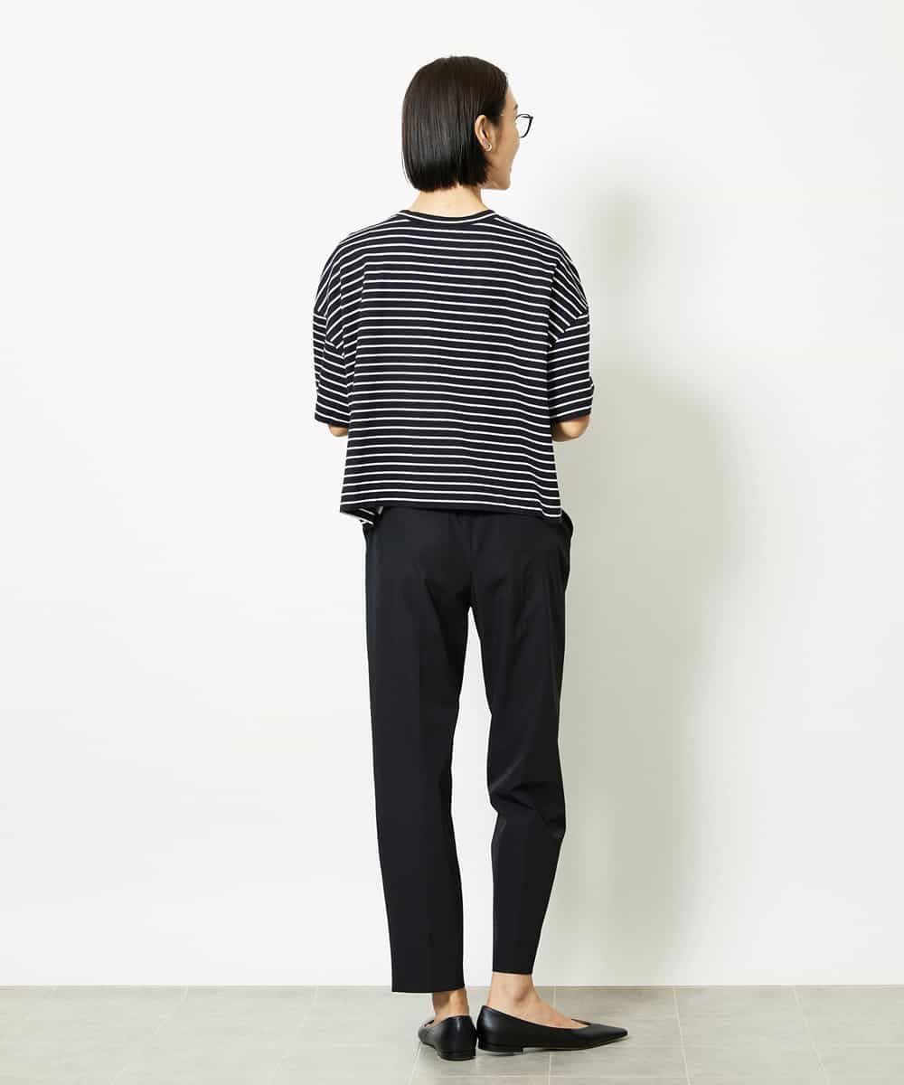 FMKJB02160 MICHEL KLEIN(ミッシェルクラン) イニシャル刺繍Ｔシャツ(ボーダー柄） ブラック