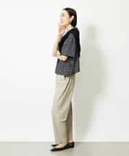 FMKJB02160 MICHEL KLEIN(ミッシェルクラン) イニシャル刺繍Ｔシャツ(ボーダー柄） ブラック