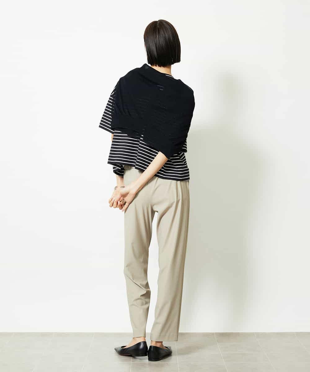 FMKJB02160 MICHEL KLEIN(ミッシェルクラン) イニシャル刺繍Ｔシャツ(ボーダー柄） ブラック