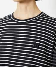 FMKJB02160 MICHEL KLEIN(ミッシェルクラン) イニシャル刺繍Ｔシャツ(ボーダー柄） ブラック