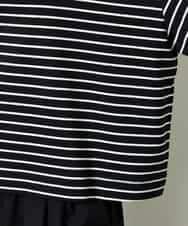 FMKJB02160 MICHEL KLEIN(ミッシェルクラン) イニシャル刺繍Ｔシャツ(ボーダー柄） ブラック