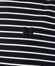 FMKJB02160 MICHEL KLEIN(ミッシェルクラン) イニシャル刺繍Ｔシャツ(ボーダー柄） ブラック