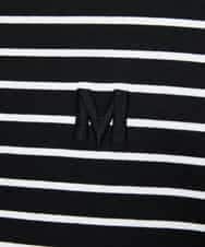 FMKJB02160 MICHEL KLEIN(ミッシェルクラン) イニシャル刺繍Ｔシャツ(ボーダー柄） ブラック