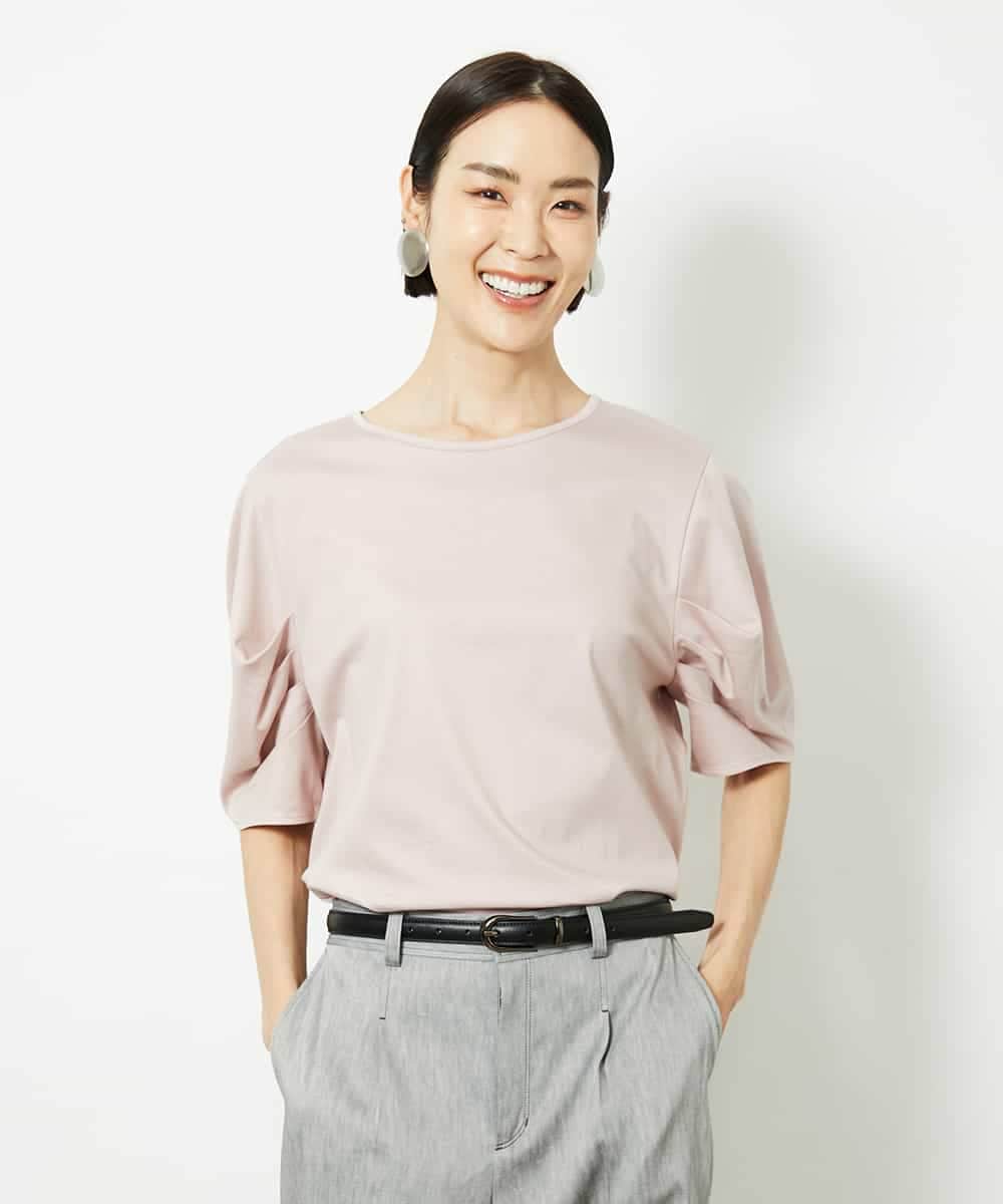 FMKJB37150 MICHEL KLEIN(ミッシェルクラン) [接触冷感]袖タックカットソー ピンク
