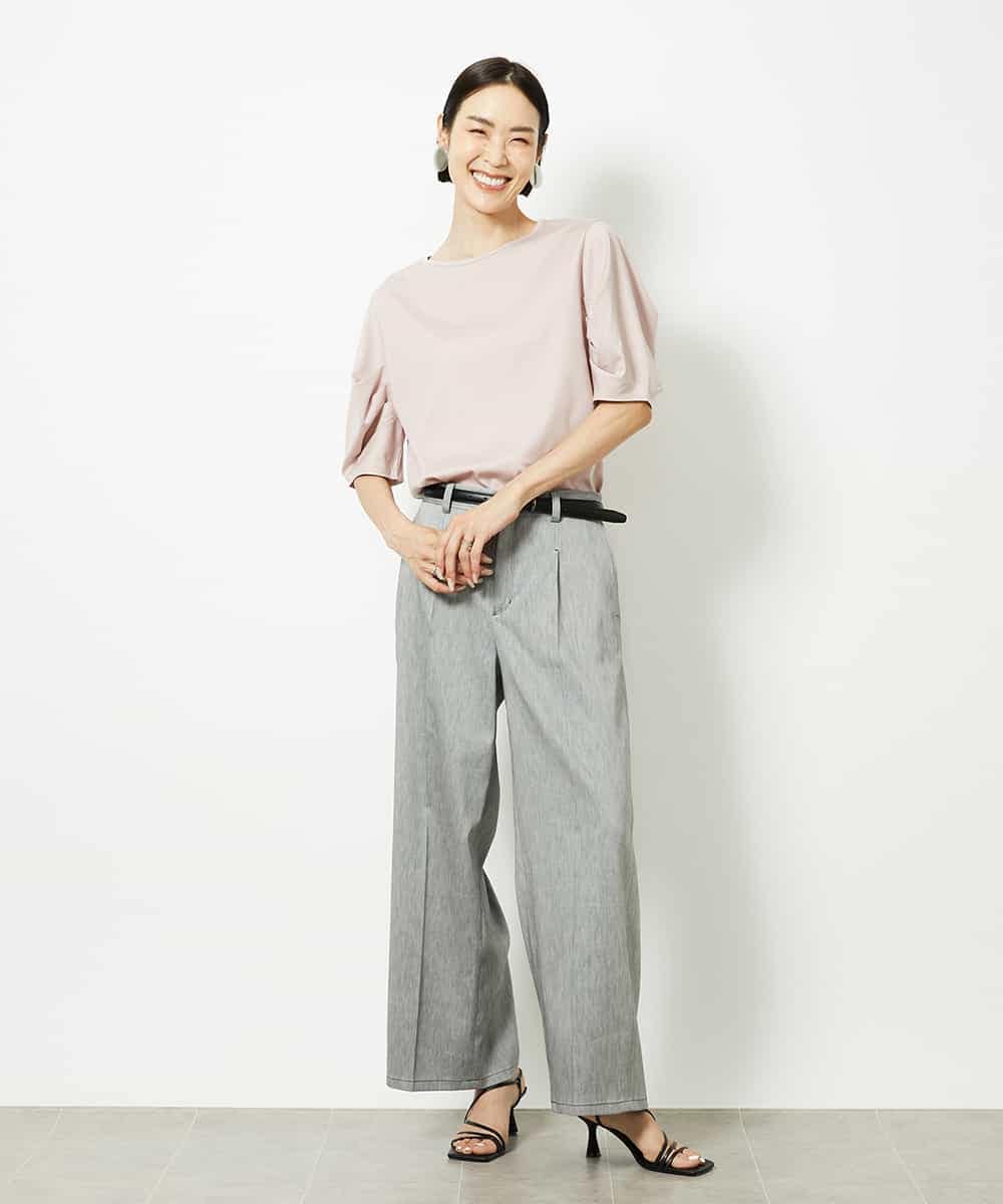 FMKJB37150 MICHEL KLEIN(ミッシェルクラン) [接触冷感]袖タックカットソー ピンク
