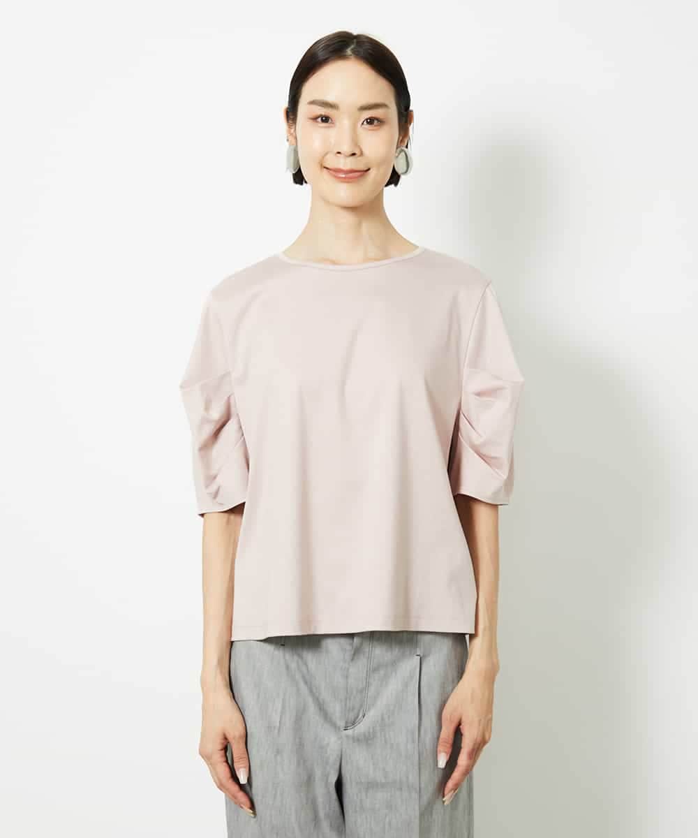 FMKJB37150 MICHEL KLEIN(ミッシェルクラン) [接触冷感]袖タックカットソー ピンク