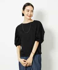 FMKJB37150 MICHEL KLEIN(ミッシェルクラン) [接触冷感]袖タックカットソー ブラック