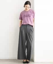 FMKJD20120 MICHEL KLEIN(ミッシェルクラン) フロッキーロゴTシャツ パープル
