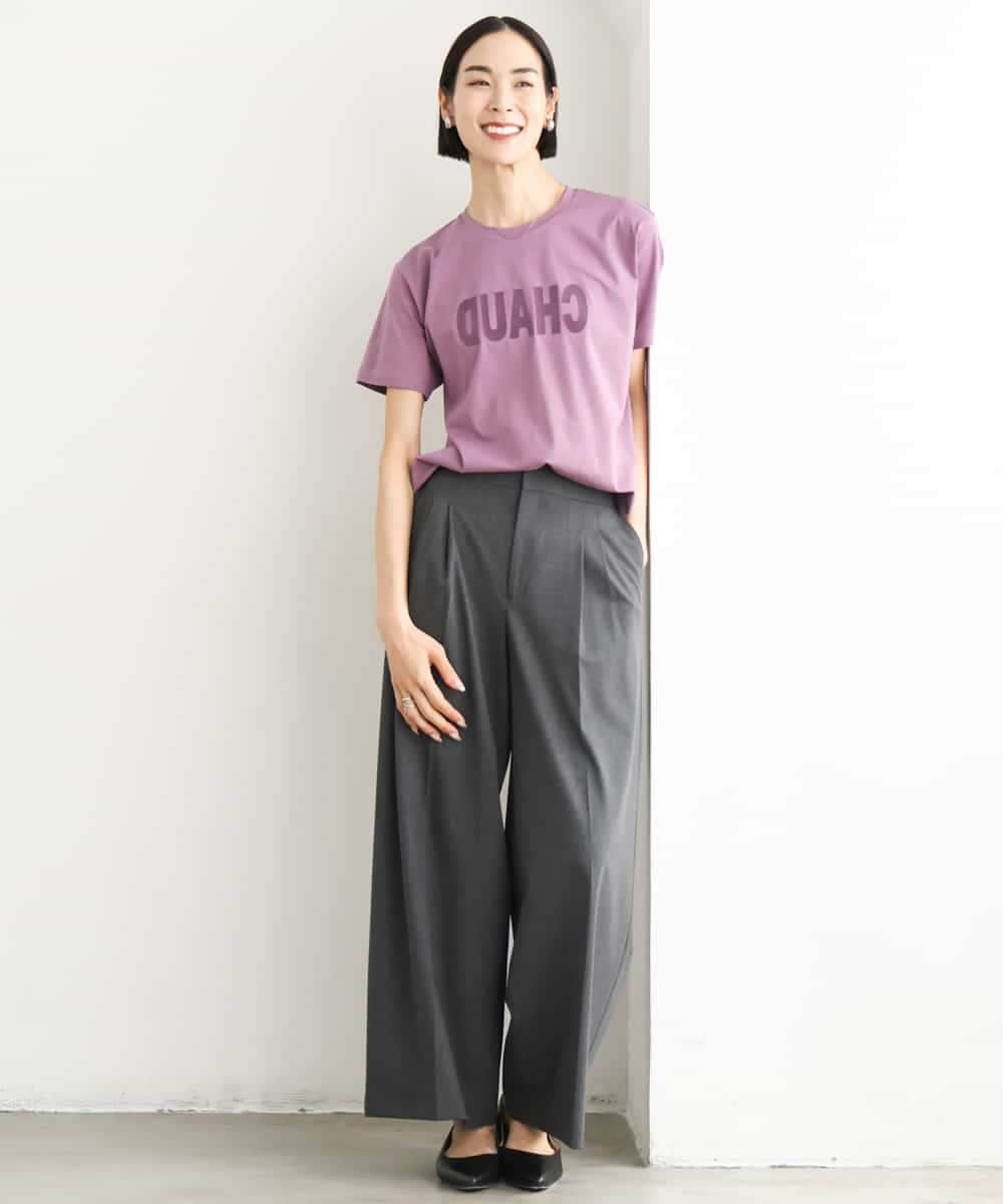 FMKJD20120 MICHEL KLEIN(ミッシェルクラン) フロッキーロゴTシャツ パープル