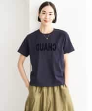 FMKJD20120 MICHEL KLEIN(ミッシェルクラン) フロッキーロゴTシャツ パープル