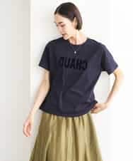 FMKJD20120 MICHEL KLEIN(ミッシェルクラン) フロッキーロゴTシャツ パープル