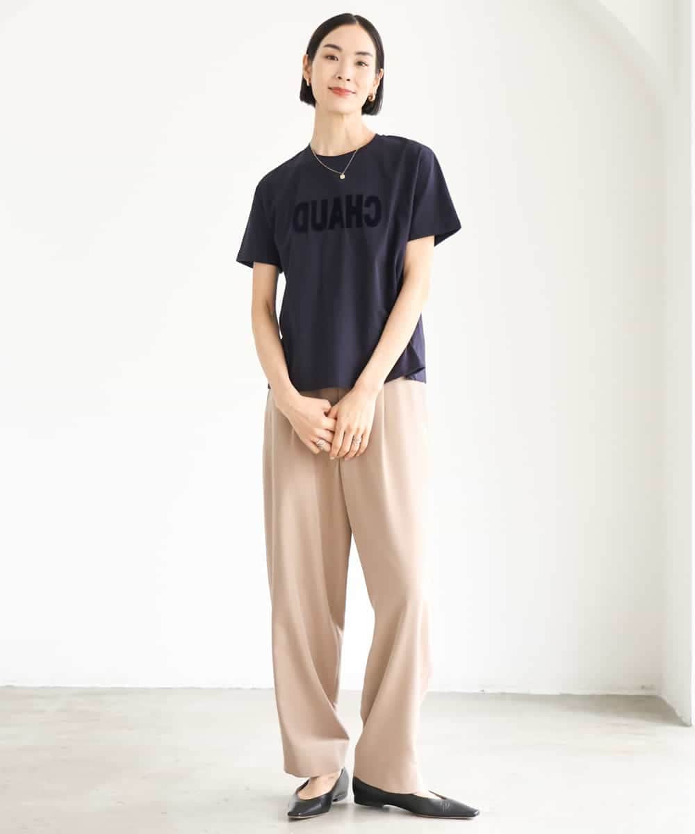 FMKJD20120 MICHEL KLEIN(ミッシェルクラン) フロッキーロゴTシャツ パープル