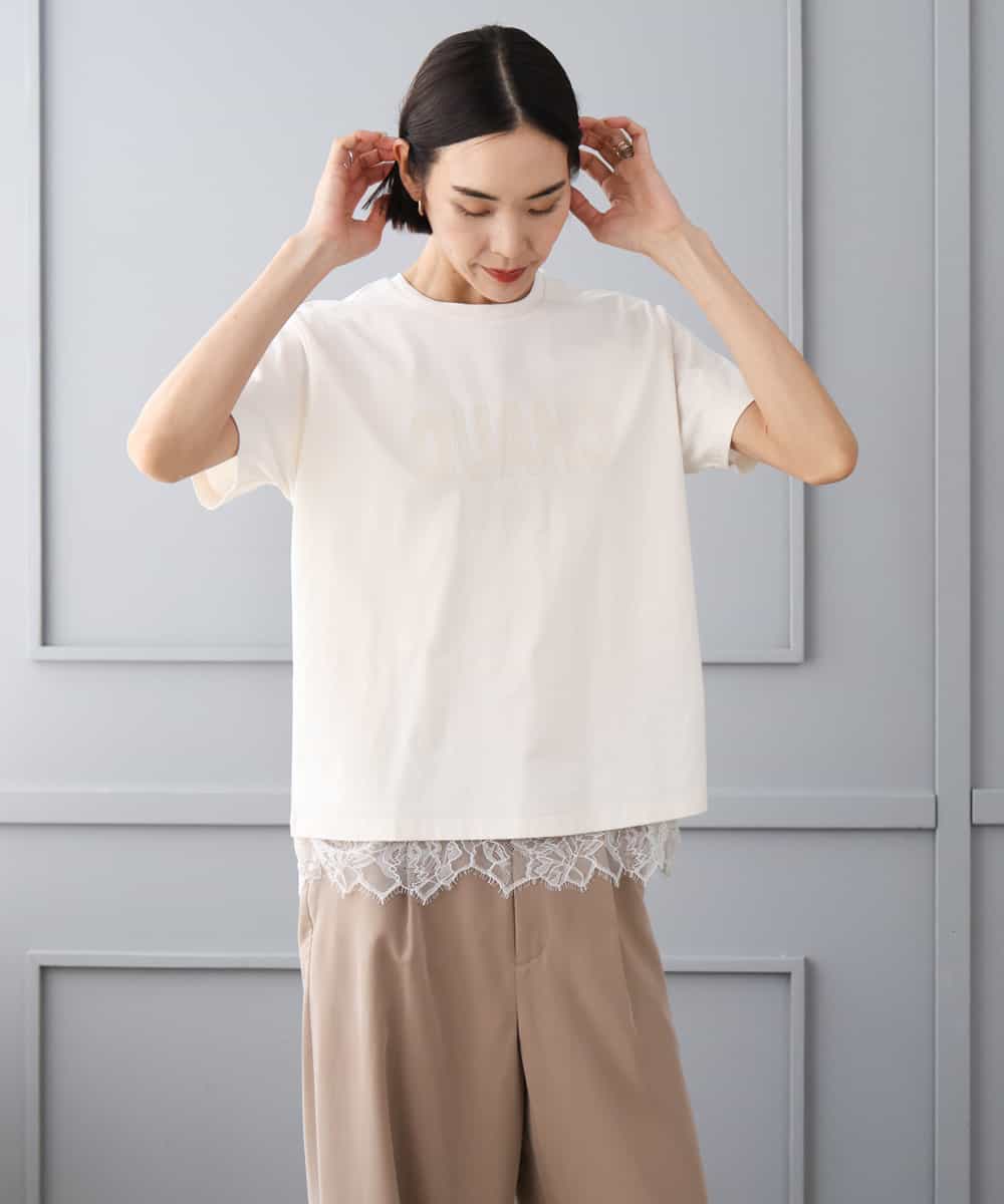 FMKJD20120 MICHEL KLEIN(ミッシェルクラン) フロッキーロゴTシャツ パープル