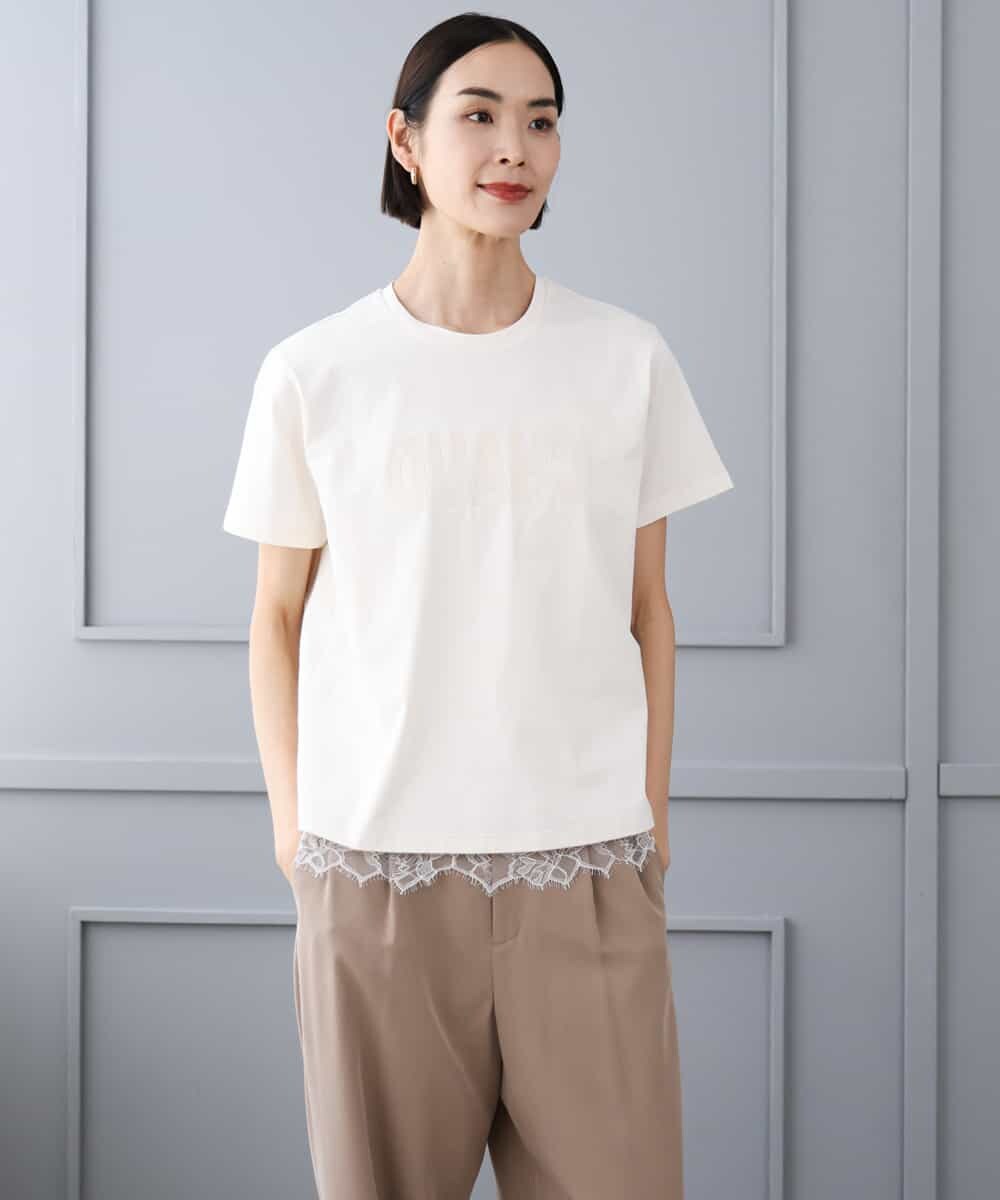 FMKJD20120 MICHEL KLEIN(ミッシェルクラン) フロッキーロゴTシャツ パープル