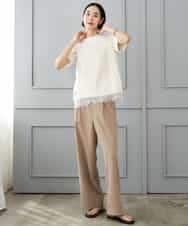 FMKJD20120 MICHEL KLEIN(ミッシェルクラン) フロッキーロゴTシャツ パープル