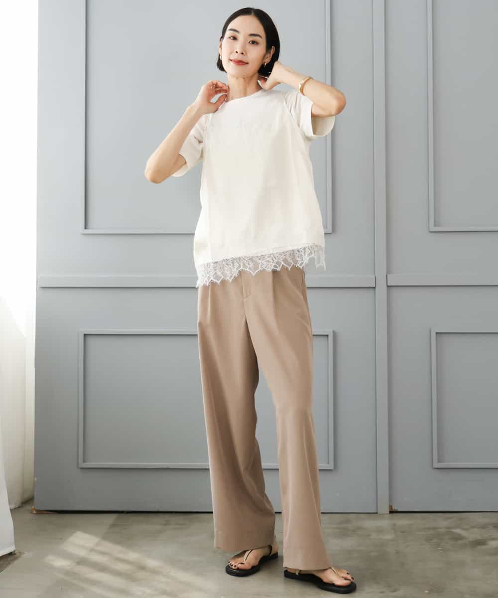 FMKJD20120 MICHEL KLEIN(ミッシェルクラン) フロッキーロゴTシャツ パープル