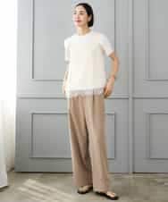 FMKJD20120 MICHEL KLEIN(ミッシェルクラン) フロッキーロゴTシャツ パープル