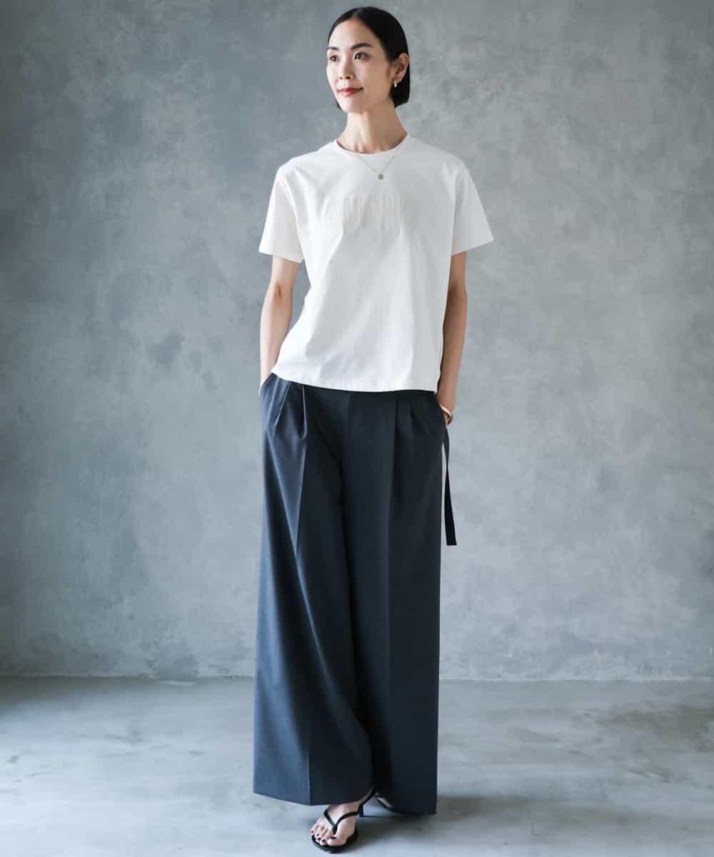 FMKJD20120 MICHEL KLEIN(ミッシェルクラン) フロッキーロゴTシャツ パープル