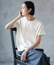 FMKJD20120 MICHEL KLEIN(ミッシェルクラン) フロッキーロゴTシャツ アイボリー