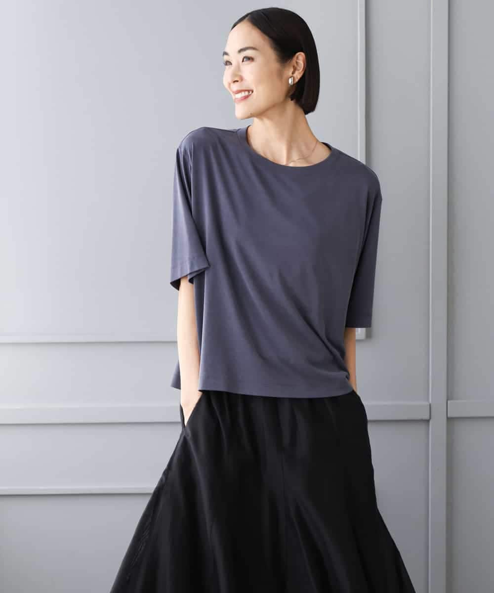 FMKJD21150 MICHEL KLEIN(ミッシェルクラン) ヴィンテージライクボックスTシャツ ネイビー