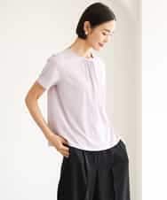 FMKJD23150 MICHEL KLEIN(ミッシェルクラン) ギャザーネックジョーゼットカットソー ラベンダー