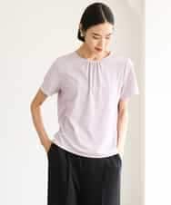 FMKJD23150 MICHEL KLEIN(ミッシェルクラン) ギャザーネックジョーゼットカットソー ラベンダー
